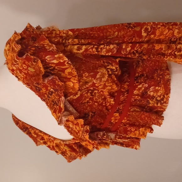 NWT Free People Rudi printed ruffle crop blouse top voluminous bishop sleeves - Picture 12 of 16